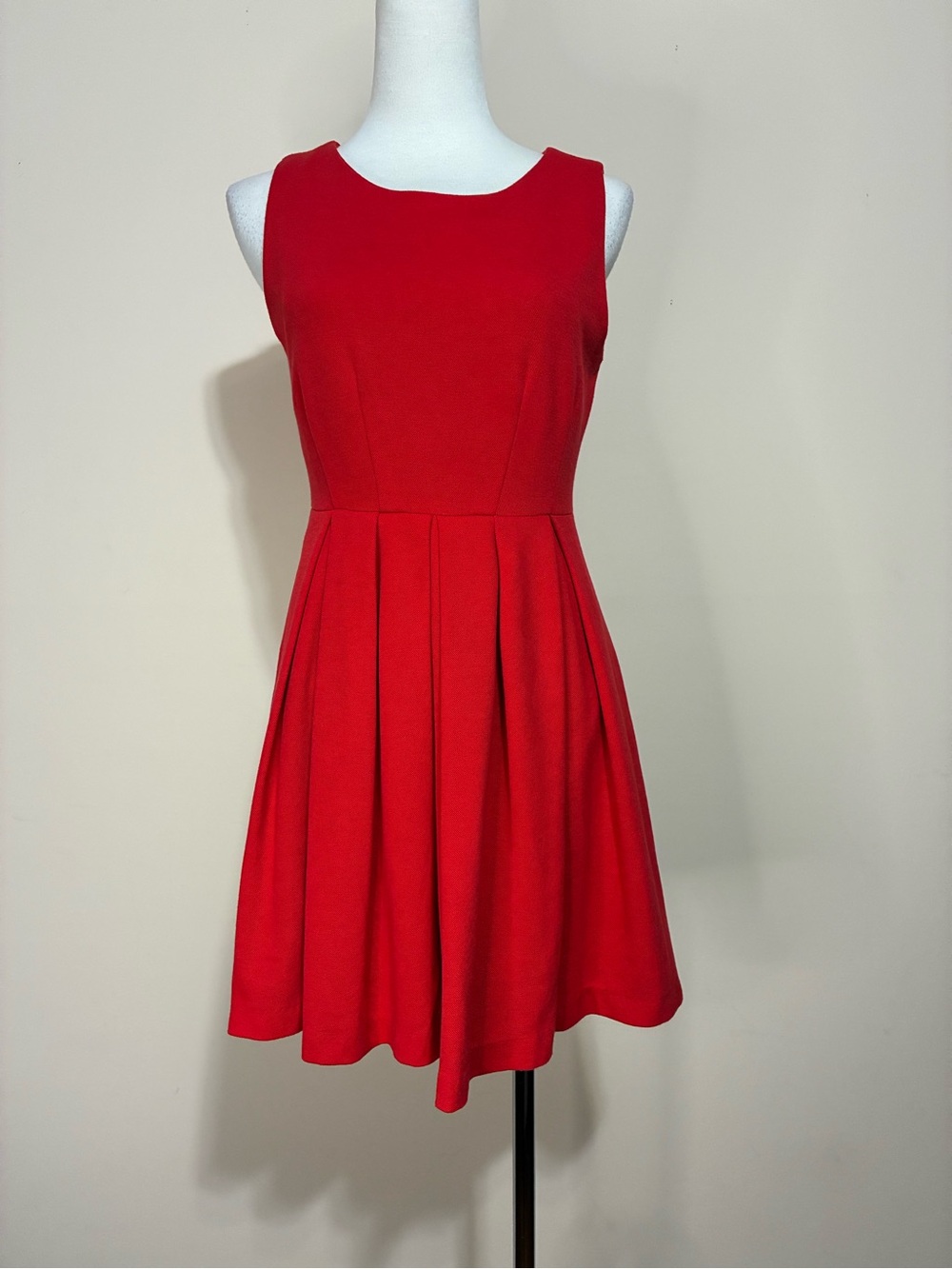 Esley Red Sleeveless Pleated Skater Dress